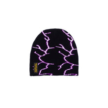 Load image into Gallery viewer, Stay warm and stylish with the NG Graphic Beanie. Featuring bold graphics and our signature &#39;No Bullshit, Just Riding&#39; label, it&#39;s perfect for snowboarding, skiing, and everyday winter wear. 100% acrylic for comfort and durability. Shop now! Purple Flash on Snow.