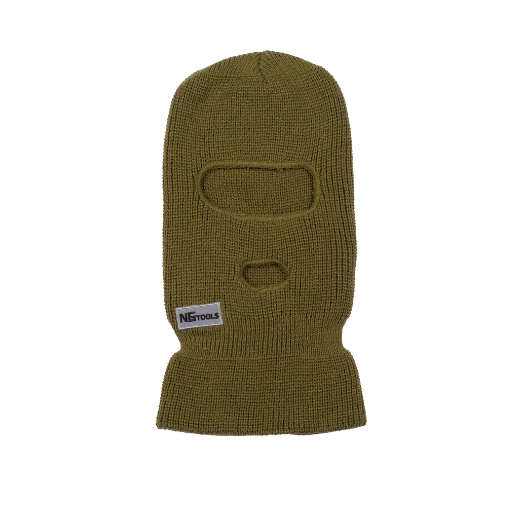 Stay warm and visible with the NGtools Reflective Balaclava. Perfect for snowboarding, skiing, and winter sports. Features a reflective logo for low-light conditions. Green Skimask on Snow.