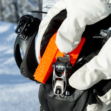 Load image into Gallery viewer, NG Snowboard Binding Tool Multitool Orange. Best Bindings tool for Snowboard, Splitboard, Skialp. Including Screwdriver, two bits, whistle. Perfect for cleaning bindings, ratchet buckles, base, edges, using by waxing. On Snow. Ratchet Buckles Cleaning. Burton binding. Best Snowboard Tool.