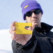 Load image into Gallery viewer, NG Snowboard Binding Small Tool Multitool. Best for Snowboarders, Shapers, Skialping, Splitboarding.  Yellow colour. On Snow. Best Snowboard Tool.