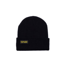 Load image into Gallery viewer, Discover our Adult Classic Beanie—100% acrylic, snug fit, perfect for snowboarding, skiing, and cold-weather wear. Available in vibrant colors with the &quot;No bullshit, just riding&quot; label. Stay warm and stylish on every winter adventure. Ideal for adults who love bold style! Model. NGtool best multitool, binding tool on Snow. Beauty Black color.