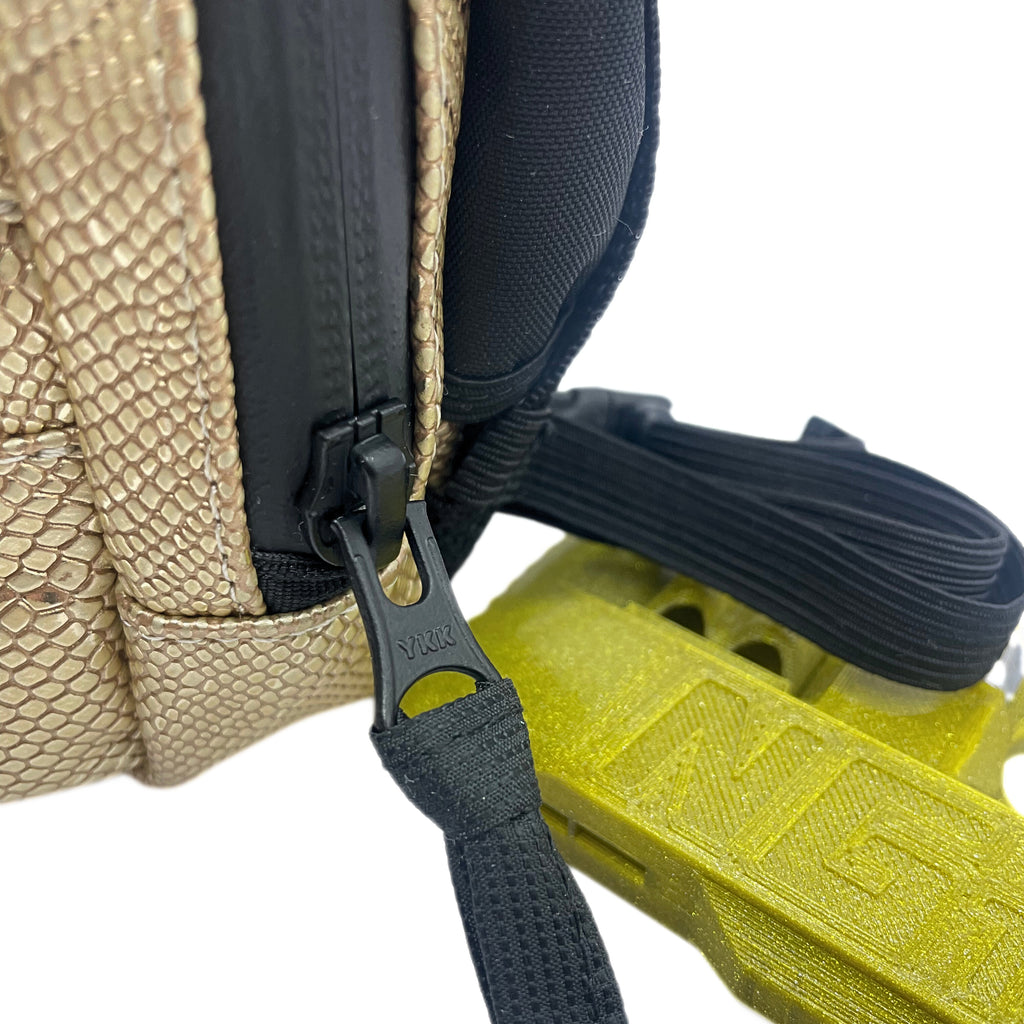 NG Designer ALL-IN Leather Gold Snake Gamer | Limited Edition Synthetic Leather Snowboard Binding Bag + NG Compact Multitool PRO + Pocket Ashtray