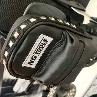 NGtools Snowboard Binding Bag Black Leather on Snowboard