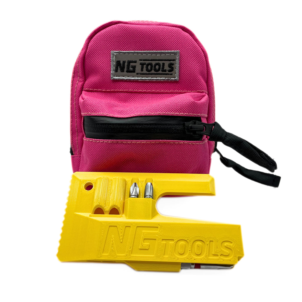 NG Classic Set Pink Front View – snowboard binding bag and NG Compact Multitool PRO combo by NG Tools