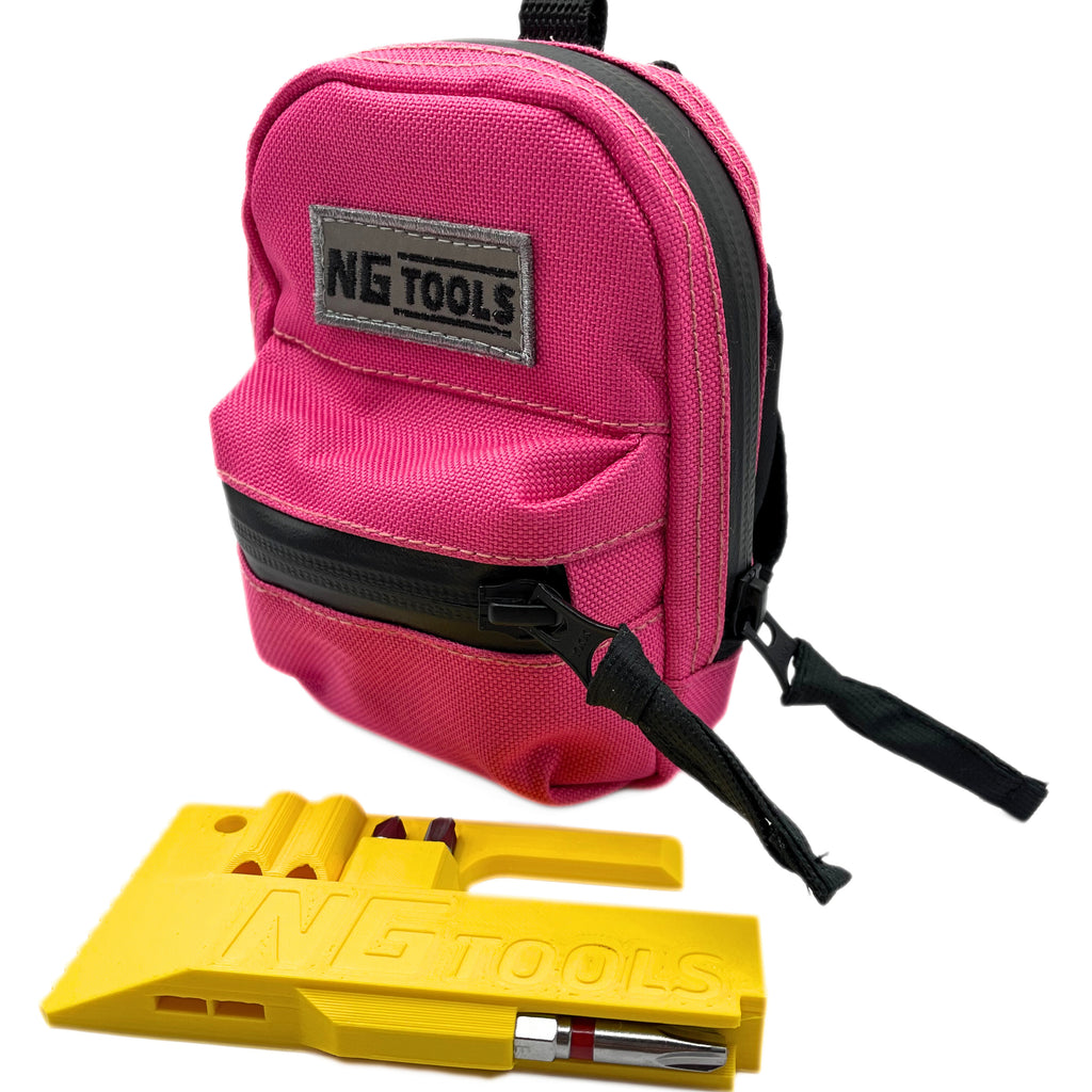 NG Classic Set Pink Side View – snowboard binding bag and NG Compact Multitool combo by NG Tools