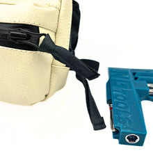 Load image into Gallery viewer, Close-up of NGtools White Leather binding bag with smooth waterproof material and durable zipper details.
