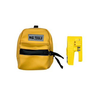 NG Leather Set Yellow – synthetic leather snowboard binding bag and NG Compact Multitool combo by NG Tools