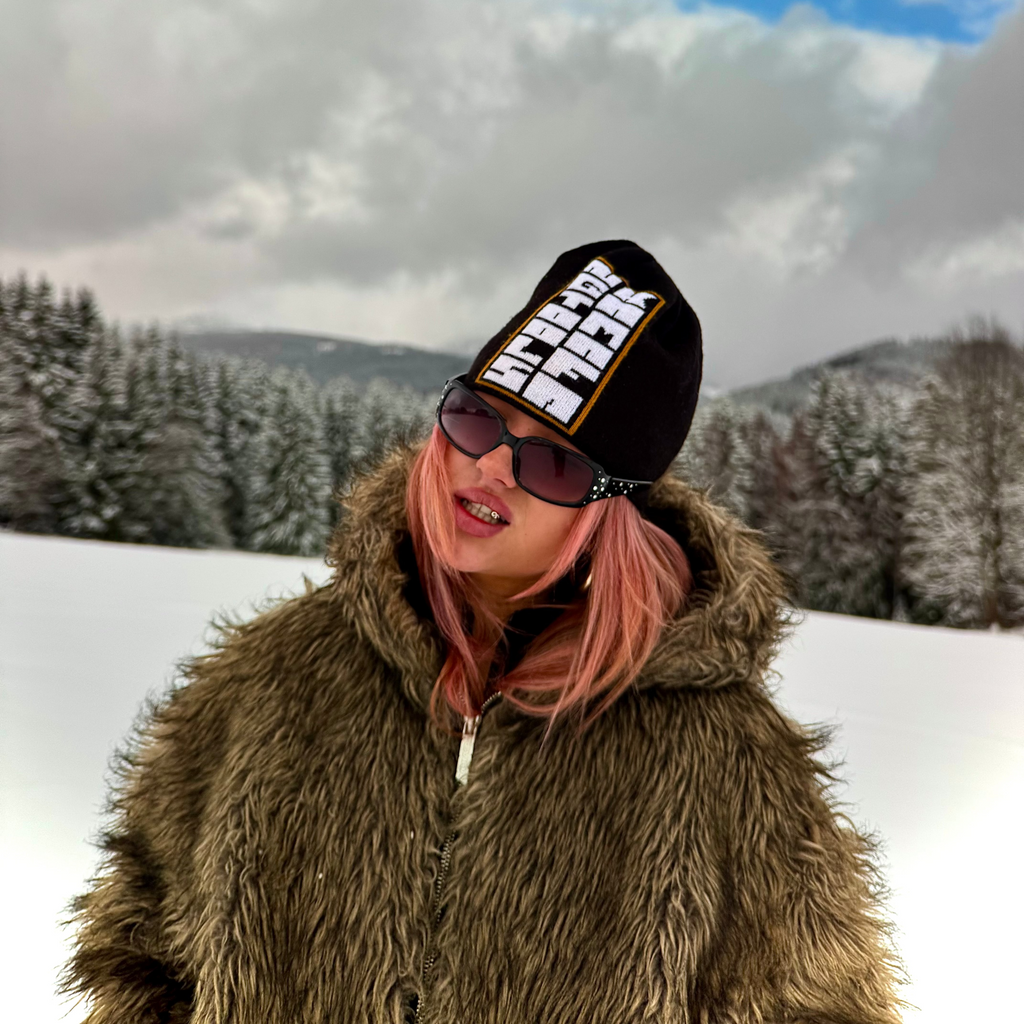 NGtools Kamafa collab beanie front on model.